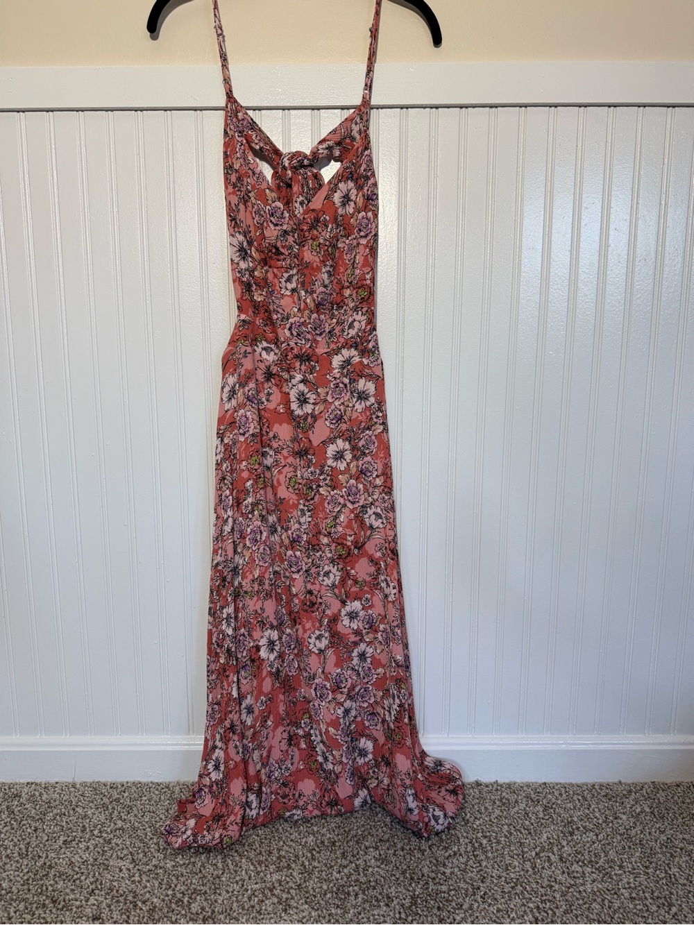 Lulu's Pink Floral Tie-Back Midi Dress - Picture 2 of 4